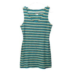 Uncivilized Women's Medium Blue Ivory Brown Striped Dress Y2K 90s